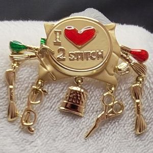 I Love 2 Stitch Brooch